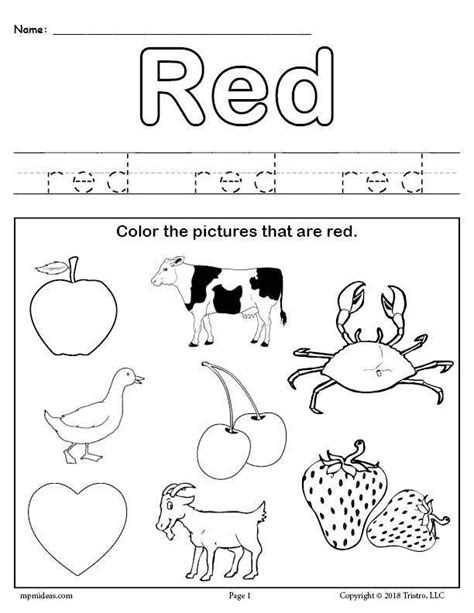  color red worksheet color worksheets color red activities learning