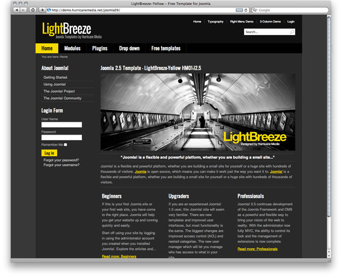 Lightbreeze Yellow Free Joomla Template Dark Grey Black Yellow