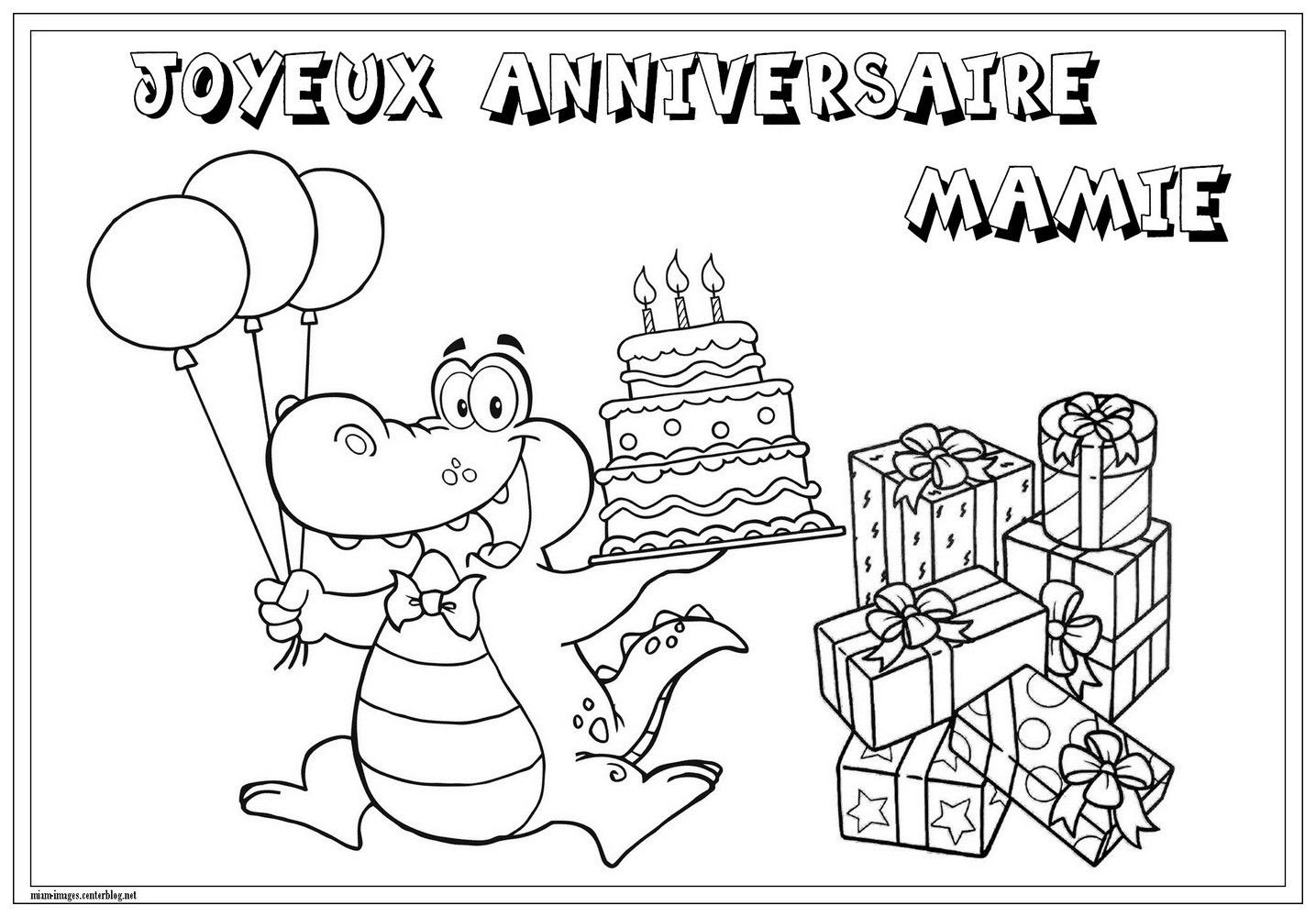 ♥ Anniversaire : coloriage Joyeux Anniversaire Mamie ♥
