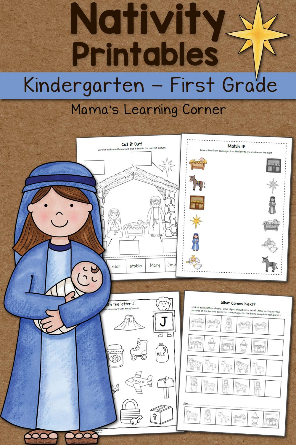 Nativity Worksheet Packet for Kindergarten and First Grade - Mamas ...