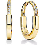 Rosie Huntington-Whiteley wearing Tiffany & Co. Tiffany Lock Earrings in Yellow Gold with Diamonds, Medium