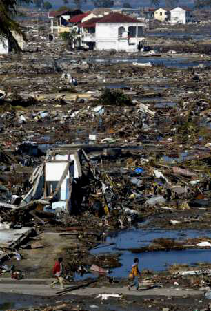 Destroyed houses in Banda Aceh, Sumatra, Indonesia