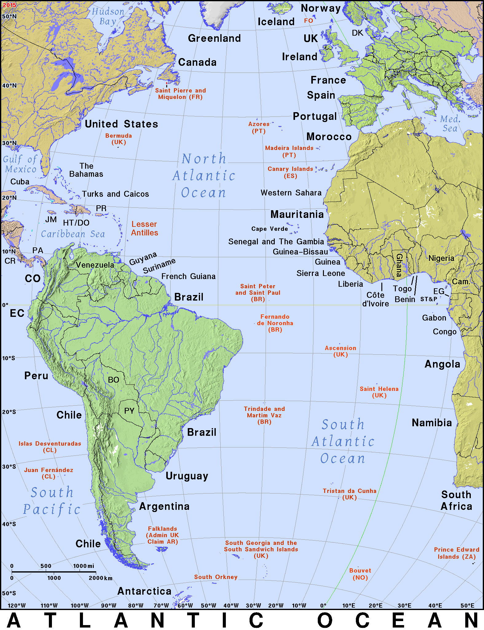 Atlantic Ocean · Public domain maps by PAT, the free, open source, portable atlas