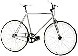 Retrospec Fixie Beta Series Saint Urban Fixed Gear Single Speed Urban Road Bike (Chrome/White, Large)