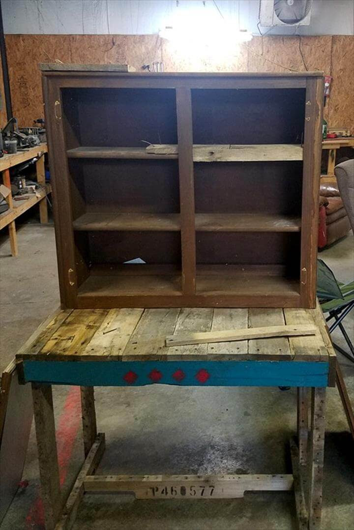 Pallet Study / Computer Desk with Bookshelf | Pallet ...