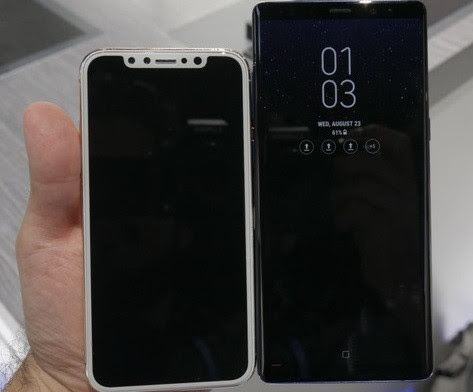 So sánh Note 8 và mô hình iPhone 8