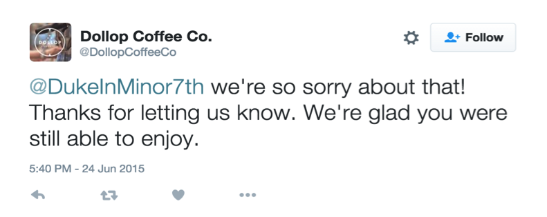 dollop coffee twitter response