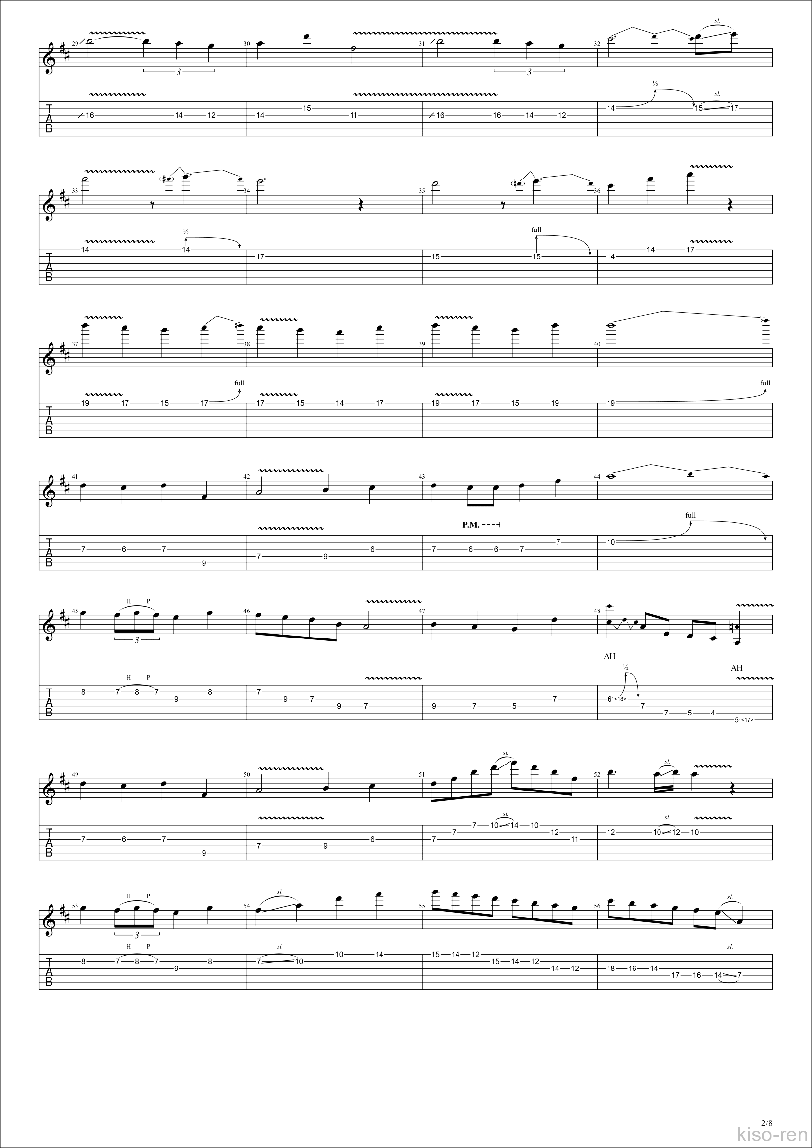 Tab Canon Rock Jerryc カノンロック Slow Guitar練習用スローテンポ フルギター楽譜 Guitar Picking Vol 38 Kiso Ren キソレン