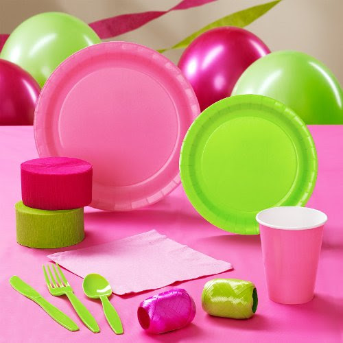 Top Lime Green & Hot Pink Standard Pack for 24 Party Supplies
