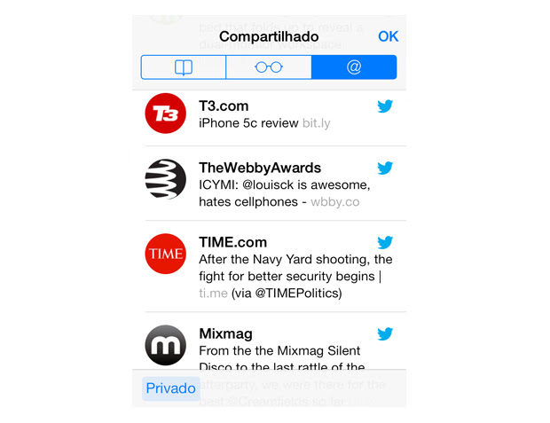 Timeline do Twitter no Safari do iOS 7 (Foto: Reprodução/Marvin Costa)