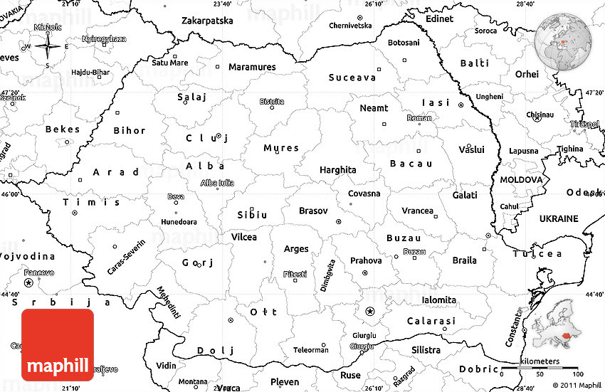Blank Simple Map Of Romania