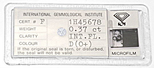 Originalfoto DIAMANT, IGI!, 0,37ct BRILLANT LUPENREIN RIVER-D 3.100€