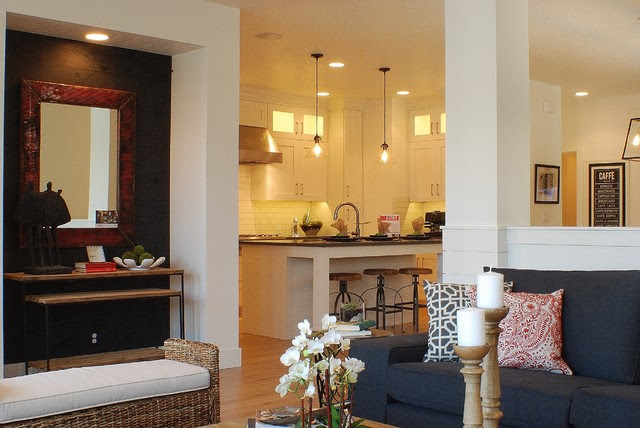 Modern farmhouse living room/kitchen