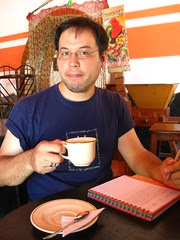 Drinking local coffee
