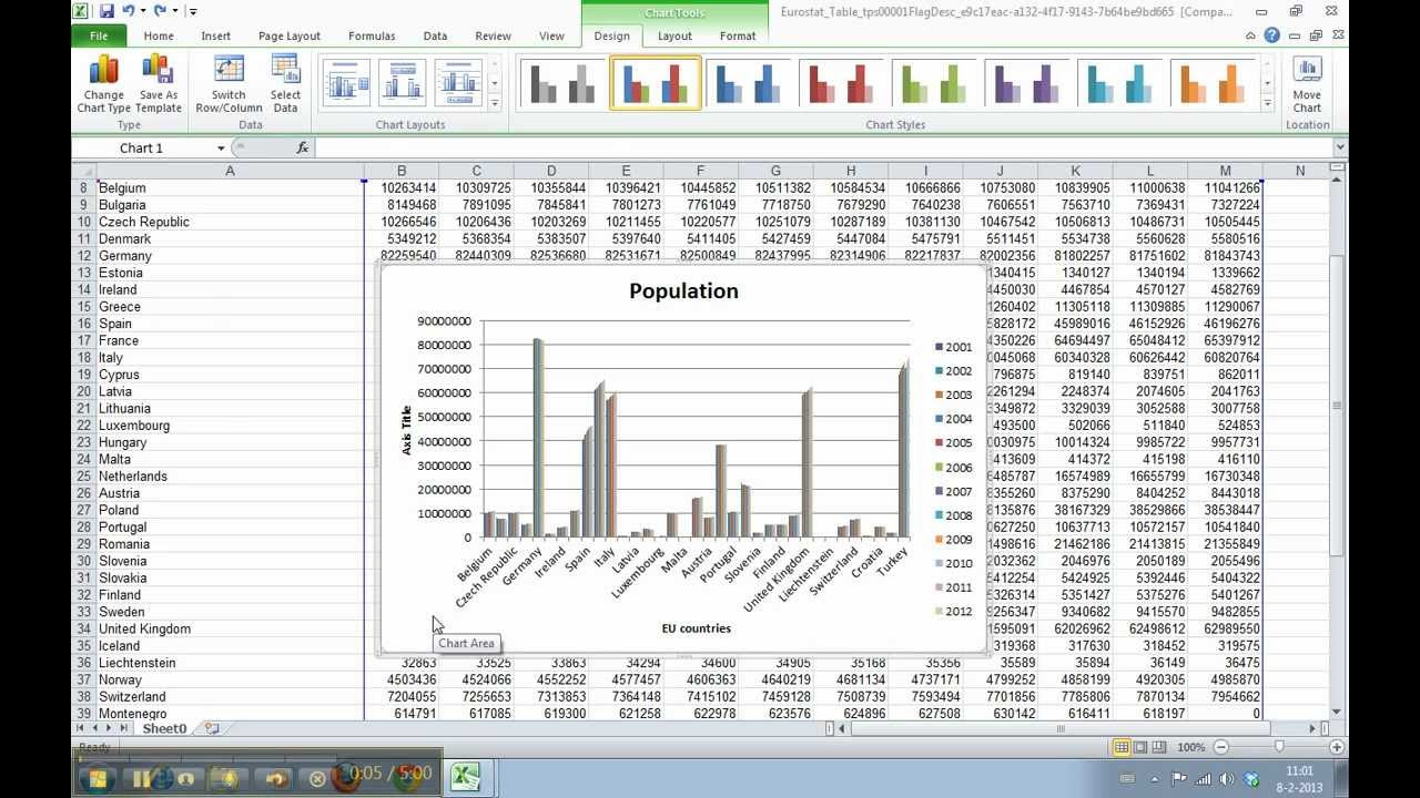 How to format the chart axis labels in Excel 2010 - YouTube