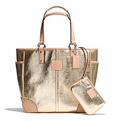 METALLIC TOTE - COACH f26141 - SILVER/GOLD
