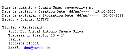 Cavaco Silva não pagou a renovação do seu domínio