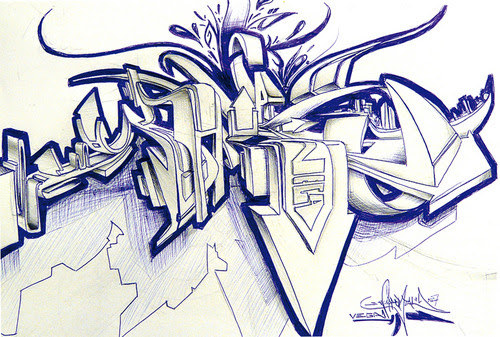 3d graffiti sketch
