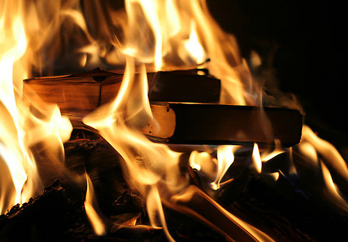 Mercy! Books Burning.