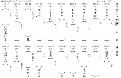 教育出版２年対応の漢字テスト ドリル 時空先生のドリルプリント