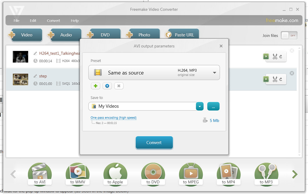 How to convert MOV to AVI with Freemake Video Converter