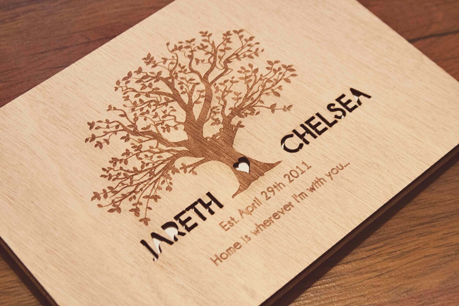 Custom Wedding guest book wood rustic wedding guest book album bridal shower engagement anniversary - Family Tree"