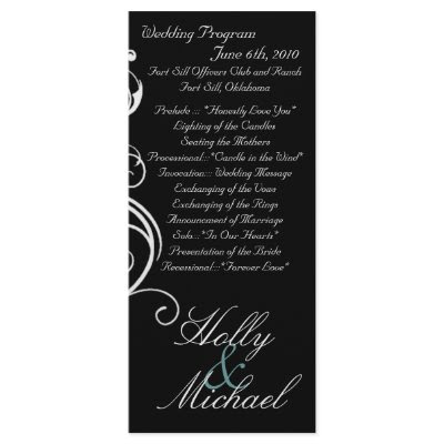 weddingprogramblackwhiteclassysimplechic words and layout credited to