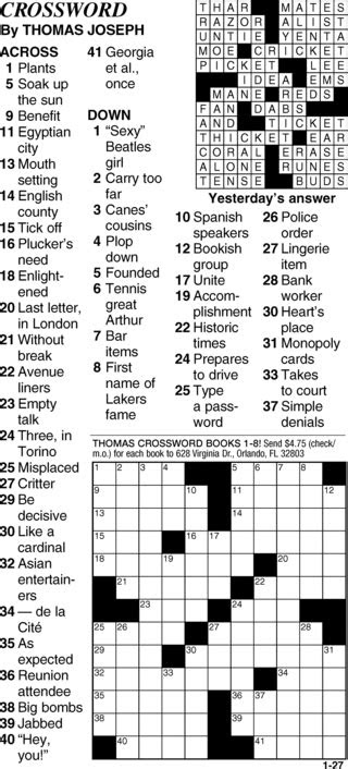 Thomas joseph crossword is a hugely popular crossword puzzle that you can now play online for free! top thomas joseph printable crossword derrick website