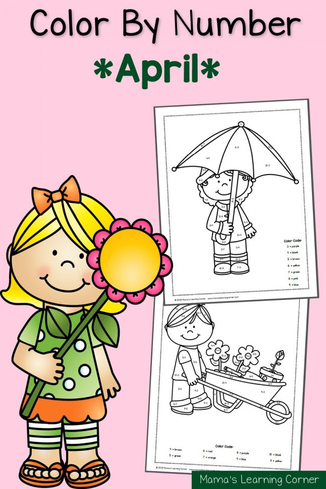 FREE April Color by Number Worksheets | Free Homeschool ...