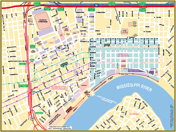 downtown new orleans map New Orleans French Quarter Street Map New Orleans Louisiana downtown new orleans map