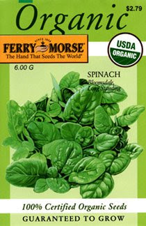 Ferry-Morse 3121 Organic Spinach Seeds, Bloomsdale Long Standing (6 Gram Packet)