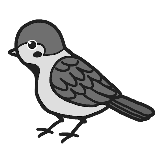 すずめ スズメ モノクロ 鳥の無料イラスト ミニカット クリップアート素材