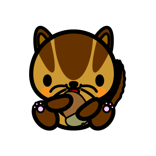 かわいいどんぐりとリスの無料イラスト 商用フリー オイデ43