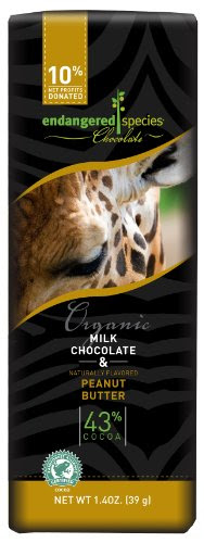 Endangered Species Giraffe, Organic Milk (35%) Chocolate and Peanut Butter, 1.4-Ounce Bars (Pack of 16)
