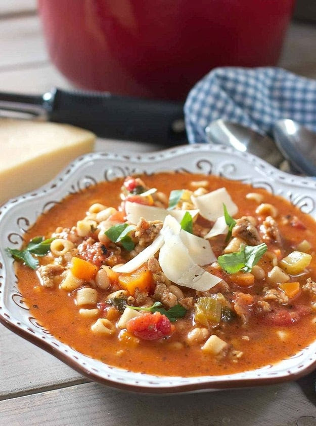 Thirty-Minute Minestrone Soup With Sausage