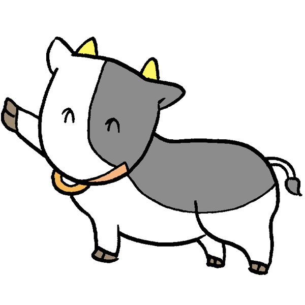 牛笑顔のイラスト かわいいフリー素材が無料のイラストレイン