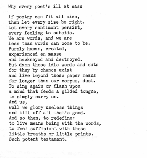 Why every poet's ill at ease
