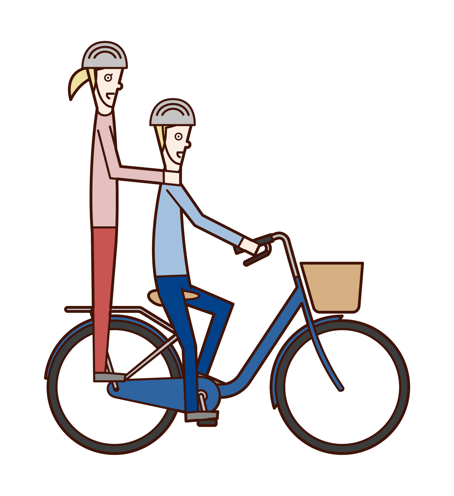 自転車で二人乗りをする人達のイラスト フリーイラスト素材 Kukukeke ククケケ