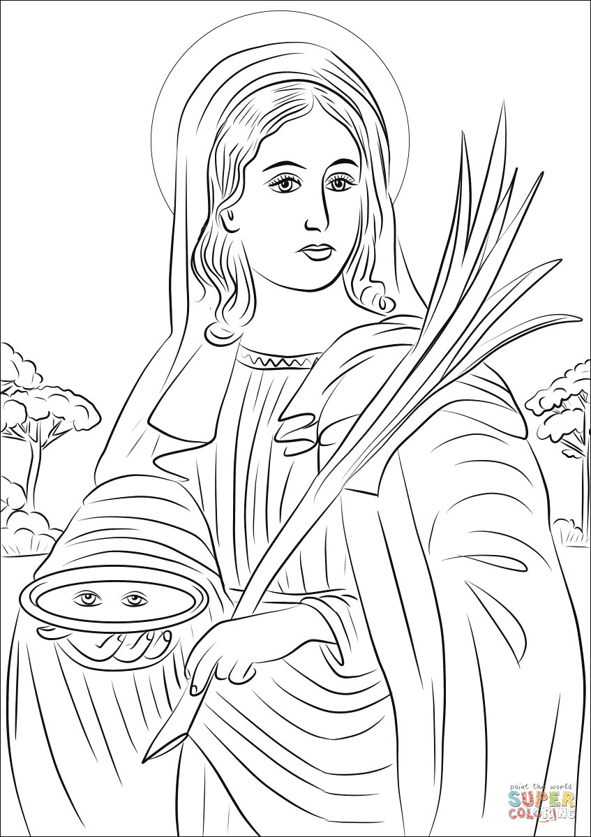 Clicca su disegni da colorare di Santa Lucia da Siracusa per visualizzare la versione stampabile o colorala online patibile con iPad e tablet con