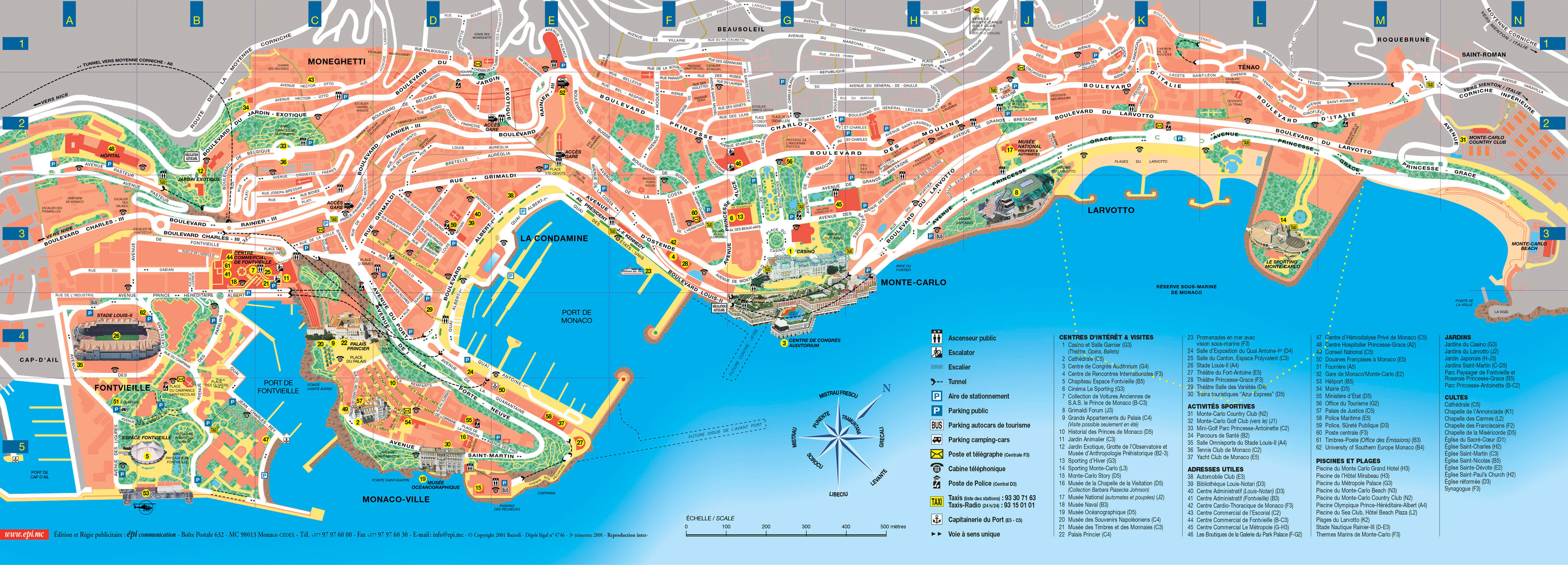Carte touristique monaco, Carte touristique de monaco
