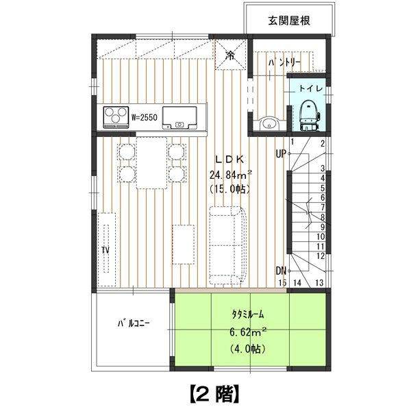 12坪 3階建て 駐車場付 タタミルームのある間取り 横浜の狭小住宅 二世帯住宅 注文住宅の間取りは中鉢建設