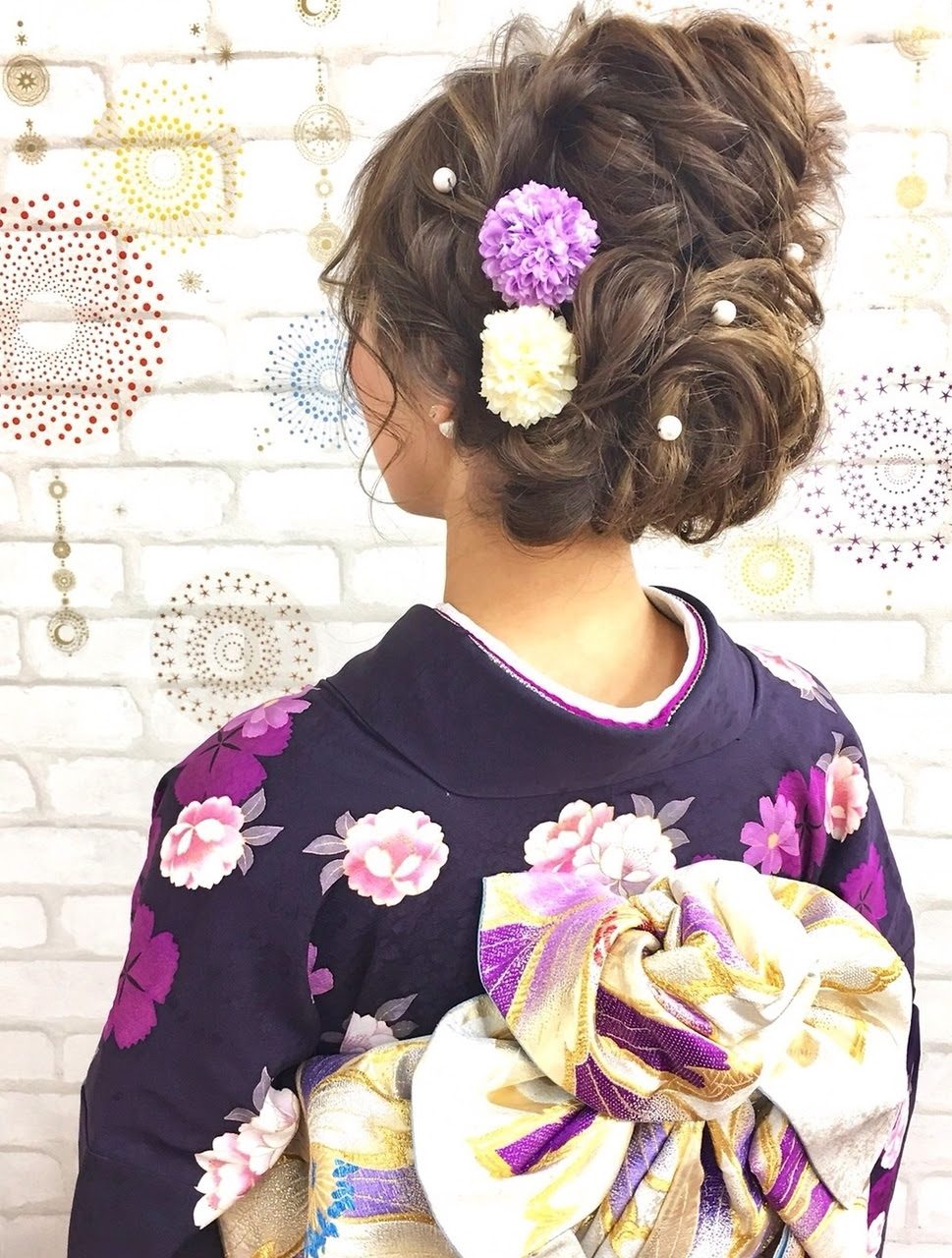 振袖 成人式ヘア 視線を釘付け ふんわりヘアセット 夢館ビューティー 京都 着物着付 ドレスヘアセット メイク 結婚式 およばれ パーティに