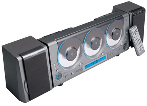 Emerson MS3106 Wall Mountable 3 CD-R/RW Audio System with Digital Tuner, Color-Changeable Display, and Remote Control
