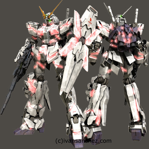 mobile suit gundam Unicorn Destroy mode 3d mesh cg sandrum
