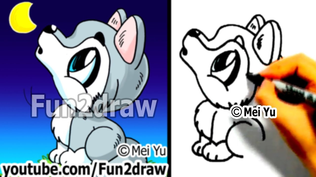 How to Draw a Cartoon Wolf - Draw Animals Cute Art ...