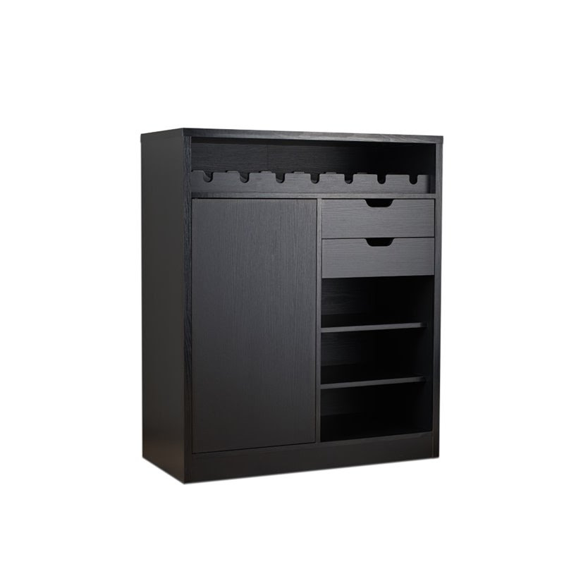 Furniture of America Elise Modern Wine Rack Buffet in Black