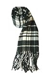 Cashmere Feel Black with White Warm Scarf-s210