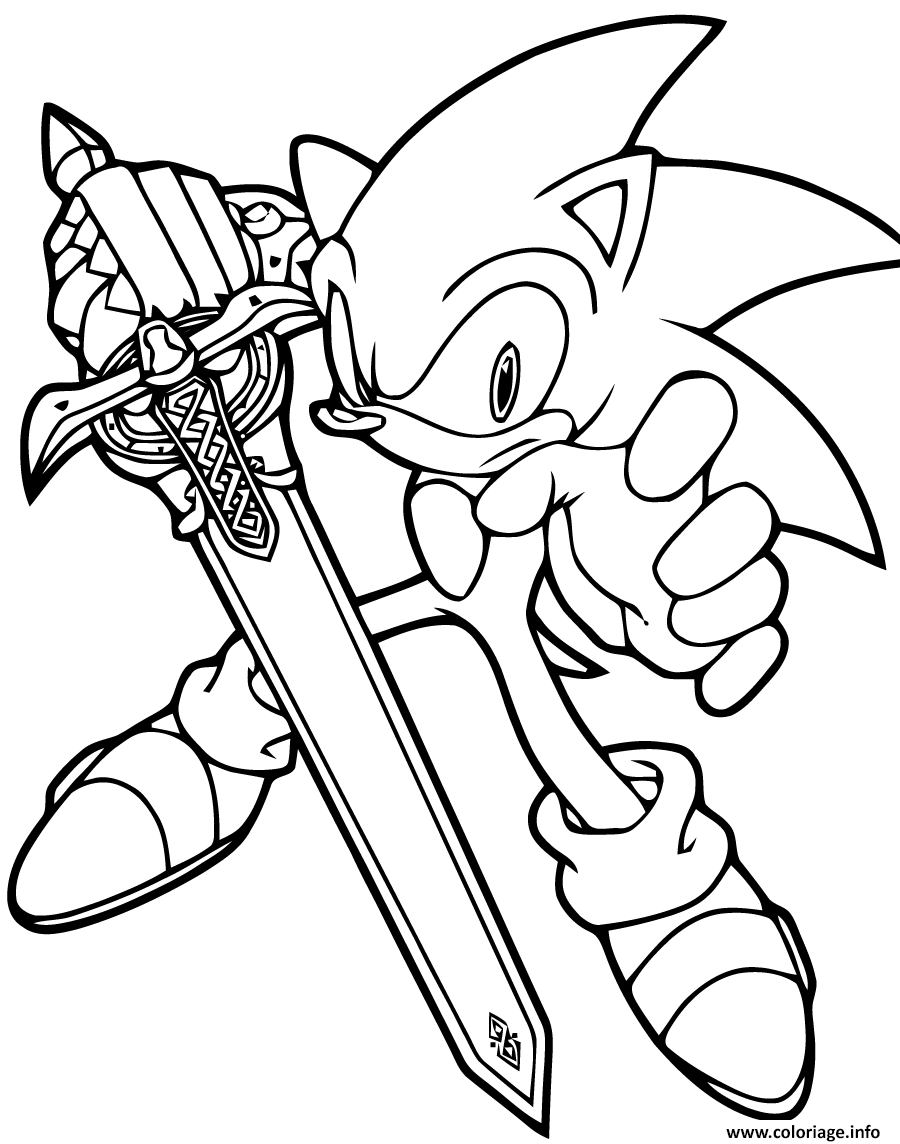 Coloriage Super Sonic Epee Dessin   Imprimer