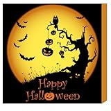Spooky Night Scene Halloween Canvas Framed Art 12"x12"