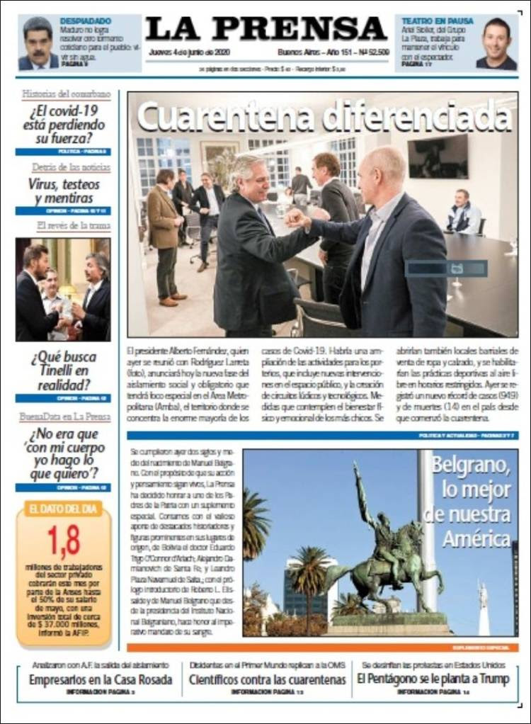 Portada de La Prensa (Argentina)